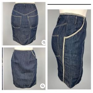 Nina Ricci contrast denim jean skirt